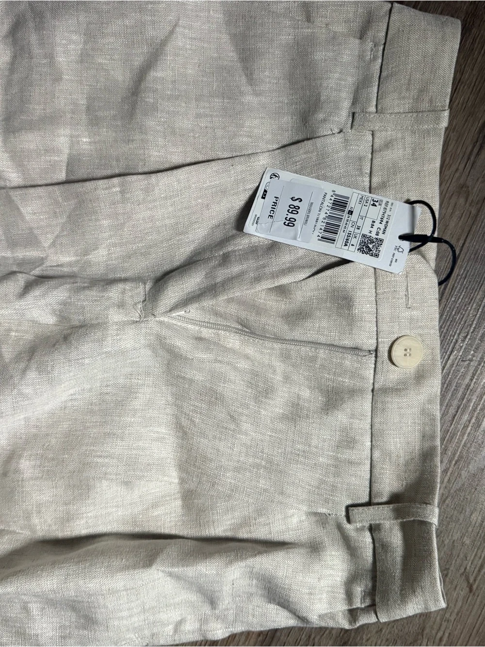 Mango Beige Straight-Leg Tailored Pants NWT